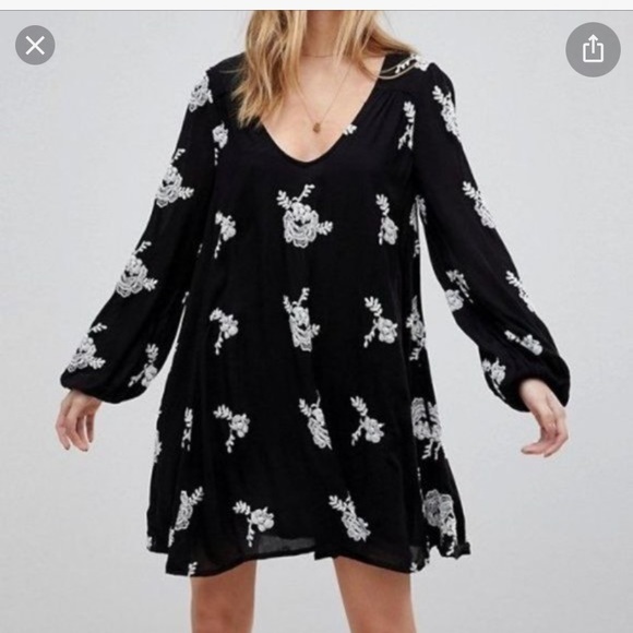 Free People Black and White Embroidered Dress - Picture 2 of 4